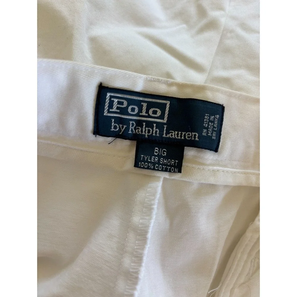 Polo Ralph Lauren Big Tyler Short 46 White Pleat Preppy Ivy Dadcore Resort *READ